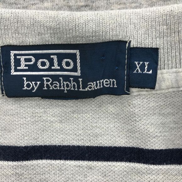 Ralph Lauren Polo Shirt Mens Extra Large Gray Blue Stripe Short Sleeve Collared - Picture 2 of 9